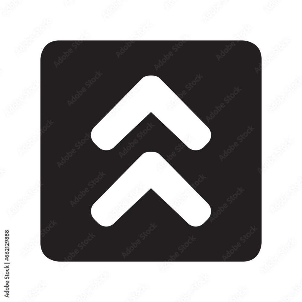 Poster up arrow icon vector. scroll up logo design. up arrow vector icon illustration in square isolated on