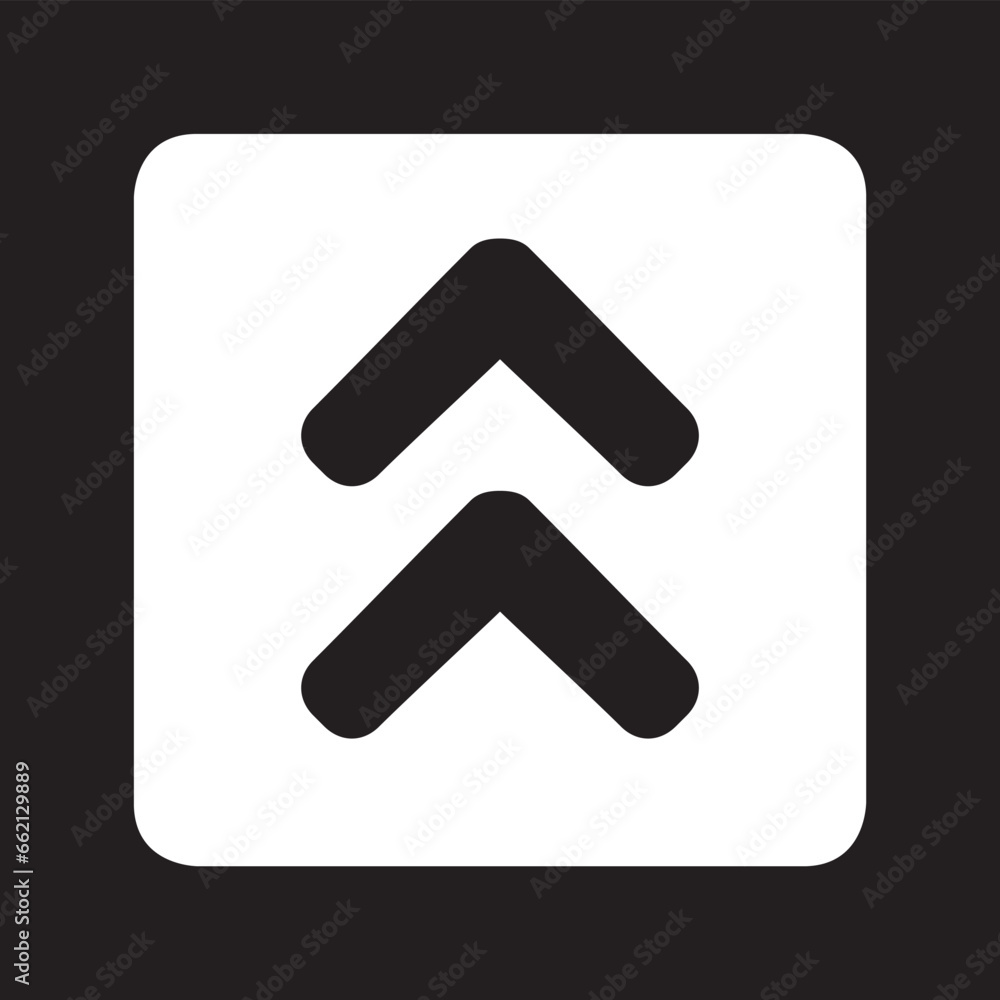 Poster up arrow icon vector. scroll up logo design. up arrow vector icon illustration in square isolated on