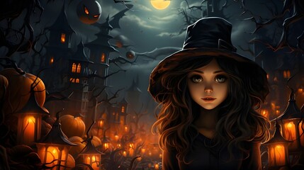 Halloween, Pumpkin, Mysterious, Fantasy, Magic, Cute, Girl, Classic