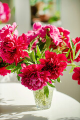 red peony in the vase