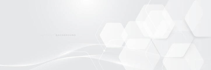 White abstract geometric hexagon technology digital hi-tech concept background. Futuristic, Technology, Science, and Healthcare Concepts