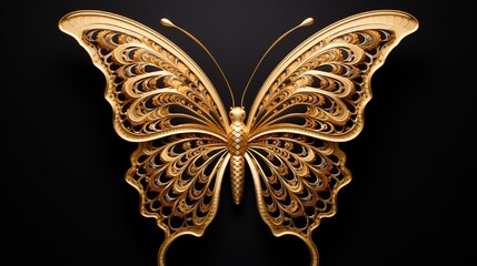 Butterfly made with gold isolated on black