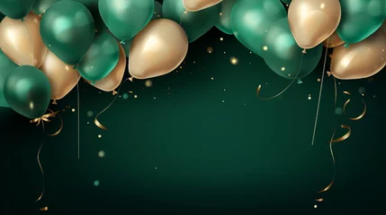 Foto op Plexiglas Celebration party banner with green balloons background Sale Vector illustration Grand Opening Card luxury greeting rich © Muhammad