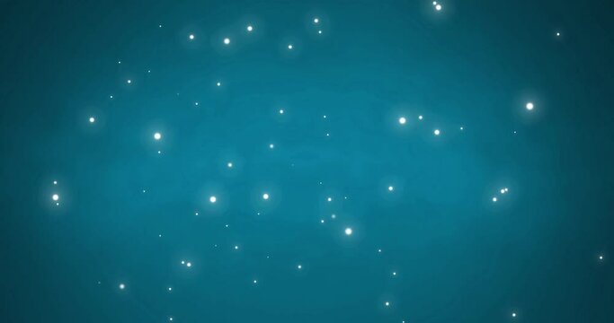 Flashing white christmas light particles moving across blue background