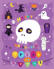 Illustration with several Halloween art clips