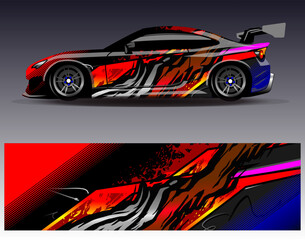 Car wrap design vector.Graphic abstract stripe racing background designs for vehicle, rally, race, adventure and car racing livery