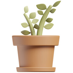 plant in a pot - Gardening tools and tools - agriculture - 3D Illustration