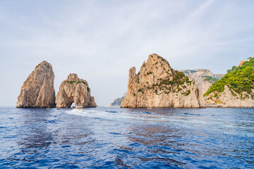 Famous Faraglioni Rocks, Capri island, Italy
