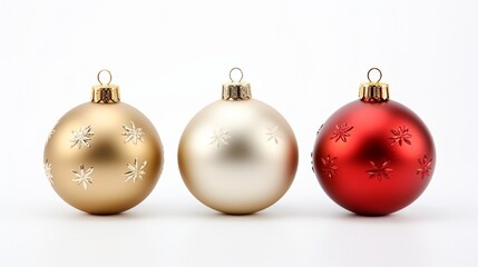 Christmas balls on white background Christmas decor and toys