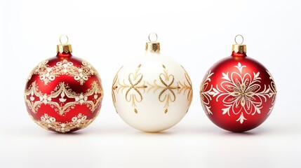 Christmas balls on white background Christmas decor and toys