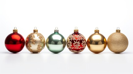 Christmas balls on white background Christmas decor and toys