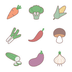 set of vegetables icons