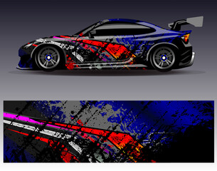 Car wrap design vector.Graphic abstract stripe racing background designs for vehicle, rally, race, adventure and car racing livery