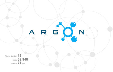 Modern logo design for the word "Argon". Argon is an atom in the periodic system of atoms.