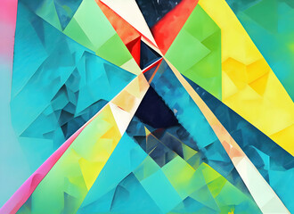 2D painting triangular for background on digital art, Generative AI.