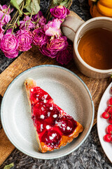 plum cake with tea, autumn days