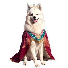 American Eskimo Dog Dog king clipart, dog breeds realistic illustration. Isolated on transparent background. Generative AI.