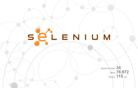 Modern logo design for the word "SELENIUM" which belongs to atoms in the atomic periodic system.