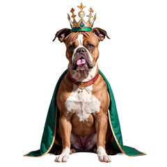 Boxer Dog king clipart, dog breeds realistic illustration. Isolated on transparent background. Generative AI.