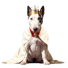 Bull Terrier Dog king clipart, dog breeds realistic illustration. Isolated on transparent background. Generative AI.