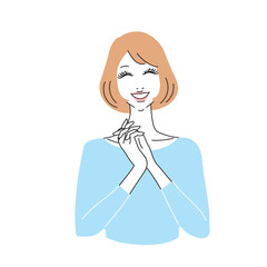 優しく微笑むボブヘアの女性上半身