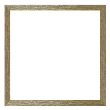 Rough gold square frame isolated on transparent background. Rough gold realistic rectangular border. Royalty free illustration. Png