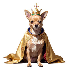 Chihuahua Dog king clipart, dog breeds realistic illustration. Isolated on transparent background. Generative AI.