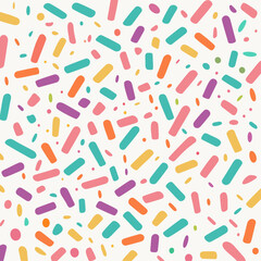 Creative minimalist style art background for children or trendy design with basic shapes.A vibrant and cheerful seamless pattern with colorful pastel geometric shapes on a white background.