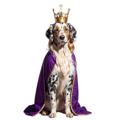 English Setter Dog king clipart, dog breeds realistic illustration. Isolated on transparent background. Generative AI.