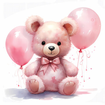 superbe illustration en aquarelle de petit ourson multicolre