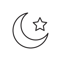  Islamic crescent icon. Vector liner illustration on white background..eps