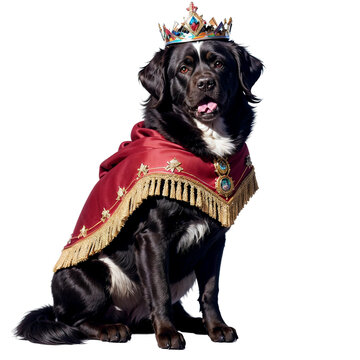 recommend clip art: Newfoundland Dog king clipart, dog breeds realistic illustration. Isolated on transparent background. Generative AI.