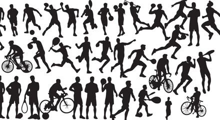 Sports man vector silhouette set