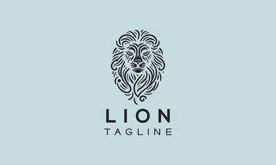 Lion vector logo icon design minimalistic and line art