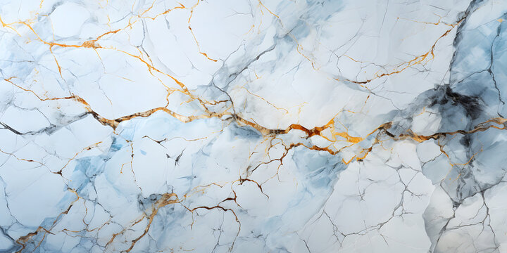 Marble granite blue with gold texture.Marbling Background. Liquid Swirls in Beautiful blue and white colors, with Gold Powder.