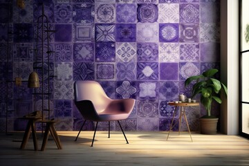 壁のデザインが美しいミニマリストの部屋　椅子
