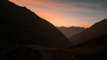 Sunset views from Timmelsjoch High Alpine Road in the Austrian Alps