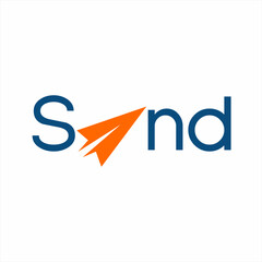 Design of the word send with an illustration of sending on the letter E.