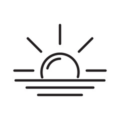 Sun and sea water line icon. Summer weather symbol, logo illustration. Vector graphics flat illustration on white background..eps