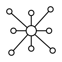 Hub and spoke line icon, Central database symbol, flat illustration on white backgrounnd..eps