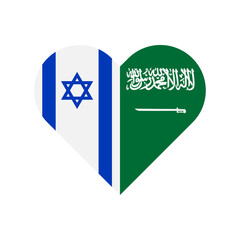 unity concept. heart shape icon of israel and saudi arabia flags. vector illustration isolated on white background
