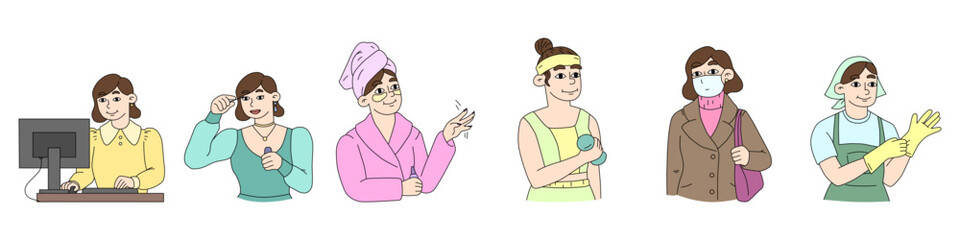 Vector illustrations of a woman in the flat style