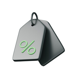 Discount tag 3D icon with glossy material and transparent