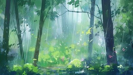 雨の森のイメージ_3　Generative AI
