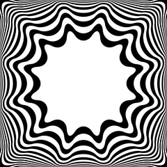 Abstract Op Art Wavy Lines Pattern with 3D Illusion Effect.