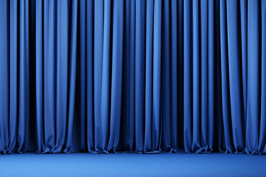 Blue Stage Curtain. Generative AI