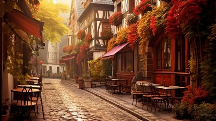 Fototapeta na wymiar Charming european streets cozy romantic concept a high quality photo