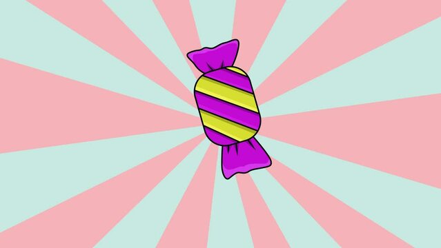 animated candy icon with a rotating background