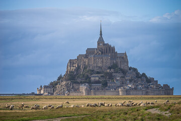Mont-Saint-Michel mit Schafen im Vordergrund