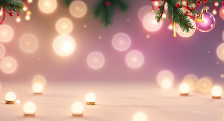 Fototapeta na wymiar Radiant Christmas Elegance Cute Bokeh Illumination